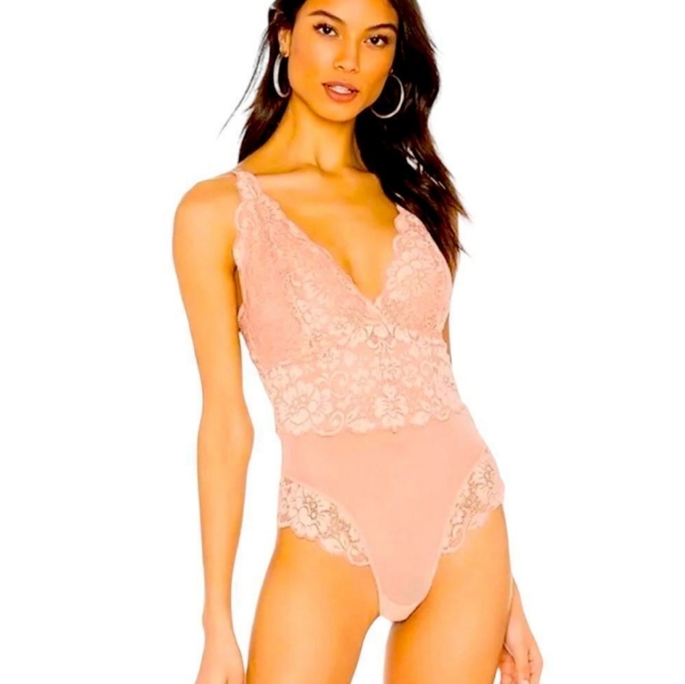 Free People We Are HAH Smarty Pants Lace Thong Lingerie Bodysuit Intimates XS
